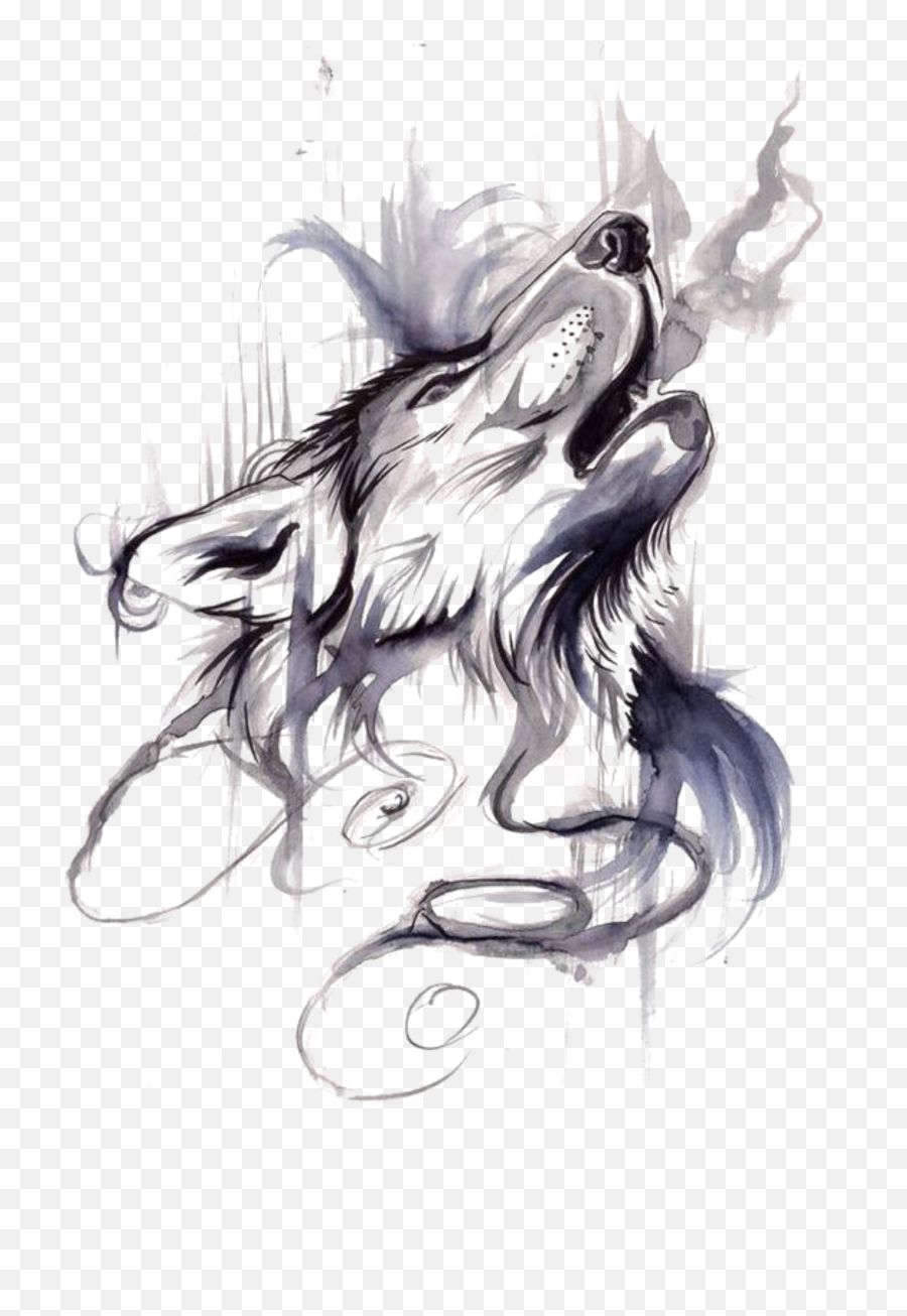 Wolf Sticker - Tattoo Wolf Png Emoji,Wolf Emoji Art