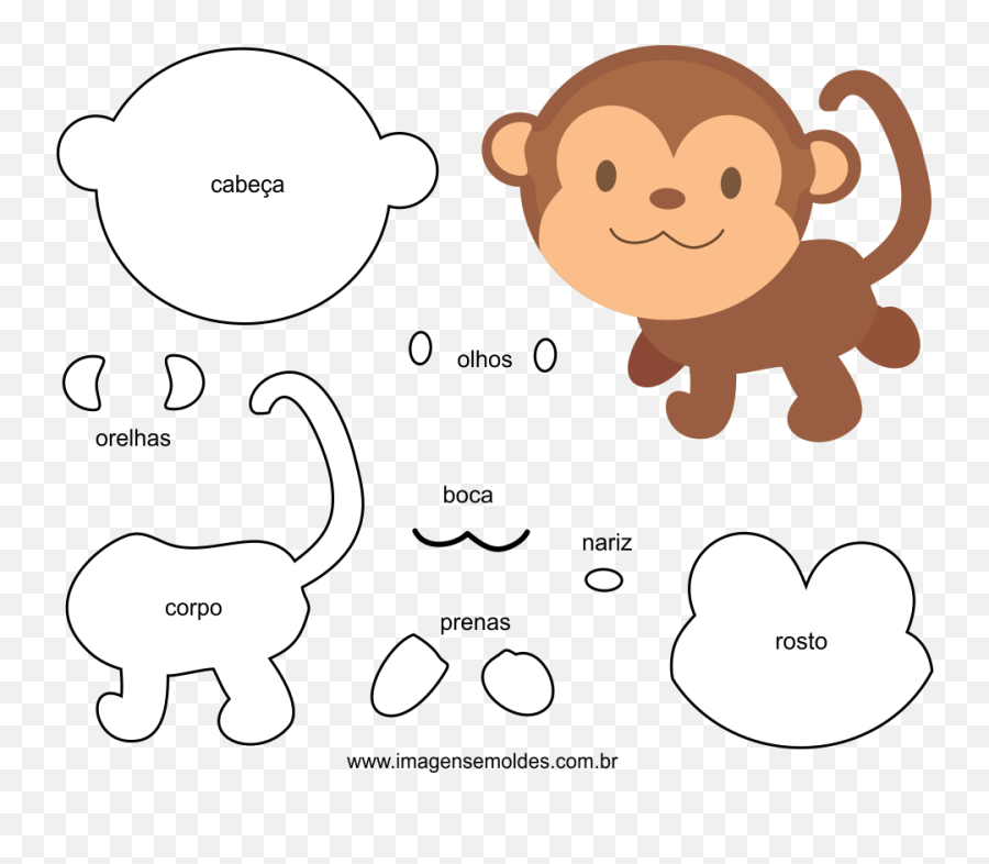 Macaco Png - Moldes De Animales En Foami Emoji,Emoticons Do Macaquinho Do Whatsapp