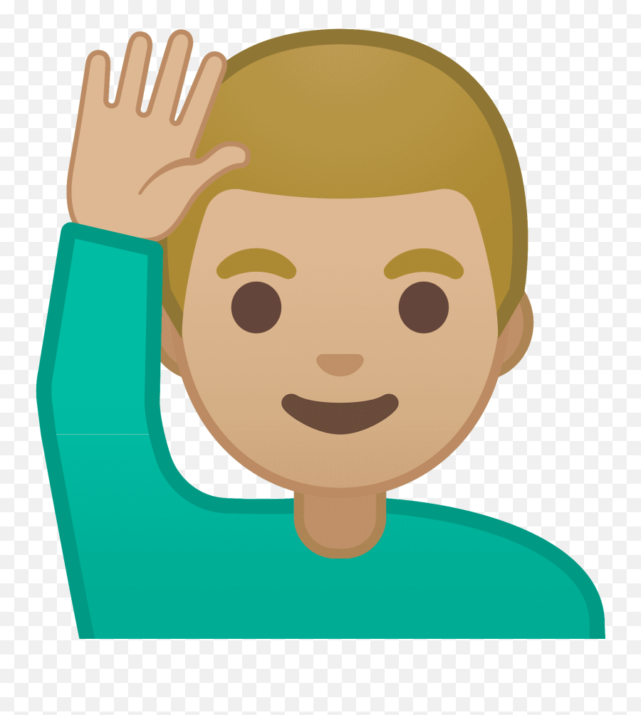 Man Raising Hand Medium Light Skin Tone Icon Noto Emoji - Raise Hand Png Transparent,Hand Gesture Emoticon