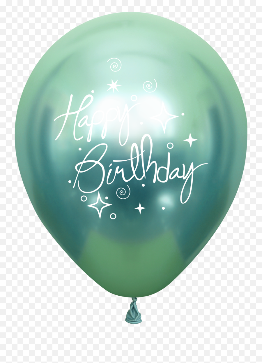 12 Mirror Happy Birthday Green Latex Balloons 25 Per Bag Emoji,Mermaid Emoji Spam