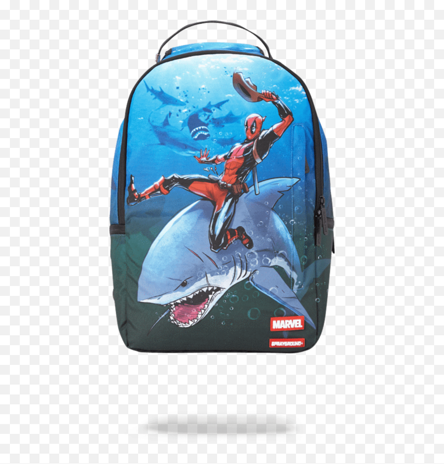 Bottoms - Deadpool Riding Shark Sprayground Emoji,Denim Emoji Backpack