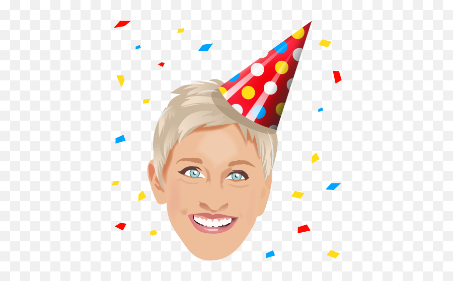 Ellen Degeneres On Twitter Itu0027s My Birthdayu2026 - Ellen Degeneres Face Cartoon Emoji,Birthday Hat Emoji