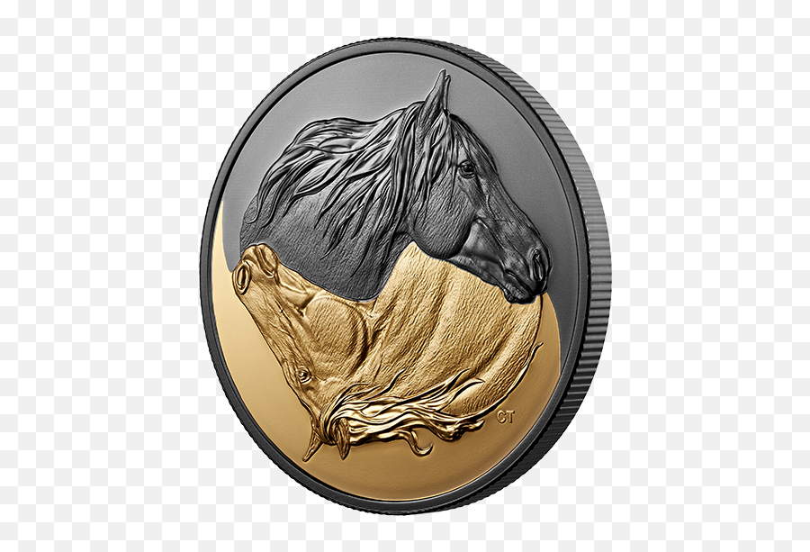 1 Oz - 20 Dollar Kanada Black And Gold Emoji,Horse Emotions