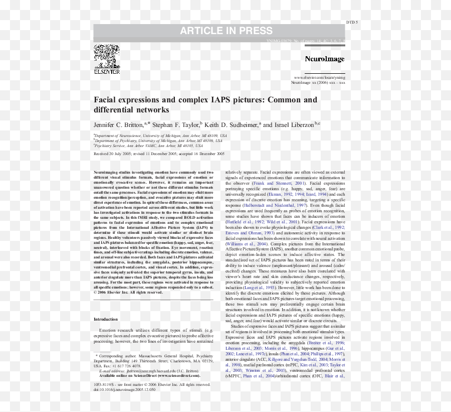 Pdf Facial Expressions And Complex Iaps Pictures Common - Document Emoji,9 Emotion Types 2d Valence And Arousal