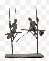 Group Of Two Fishermen On Stilts Sculpture By Marine De Emoji,Emotion Cormorant