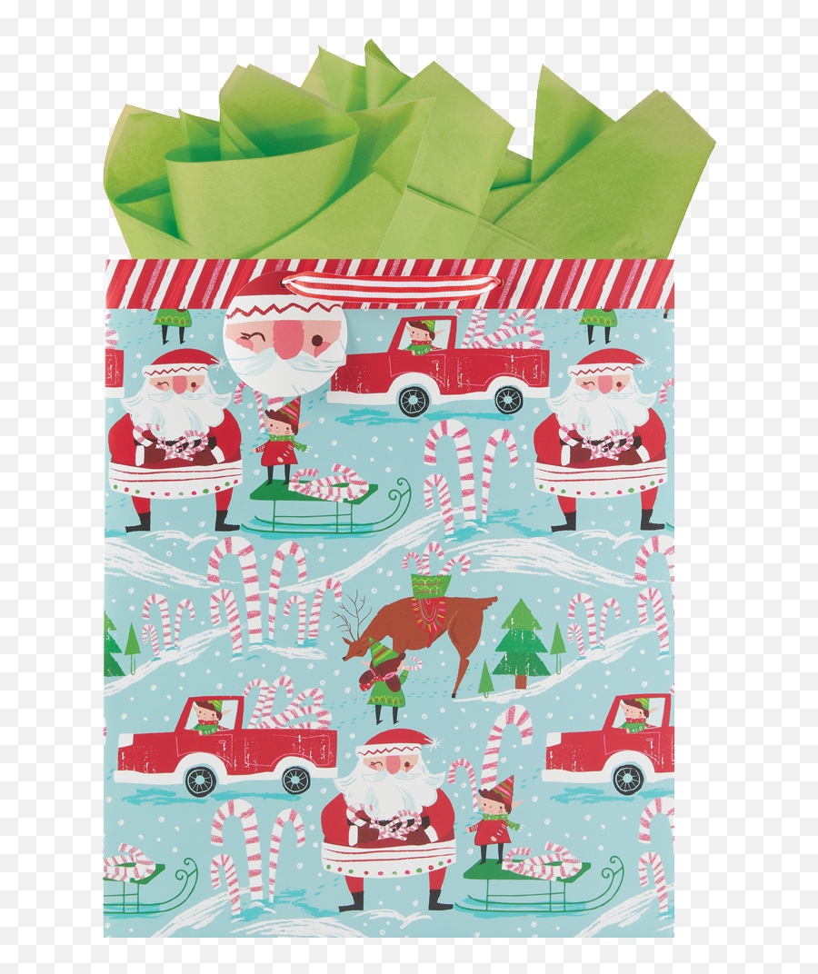 Large Storyland Santa Christmas Gift Bag Emoji,Rolling Eye Emoji Gift