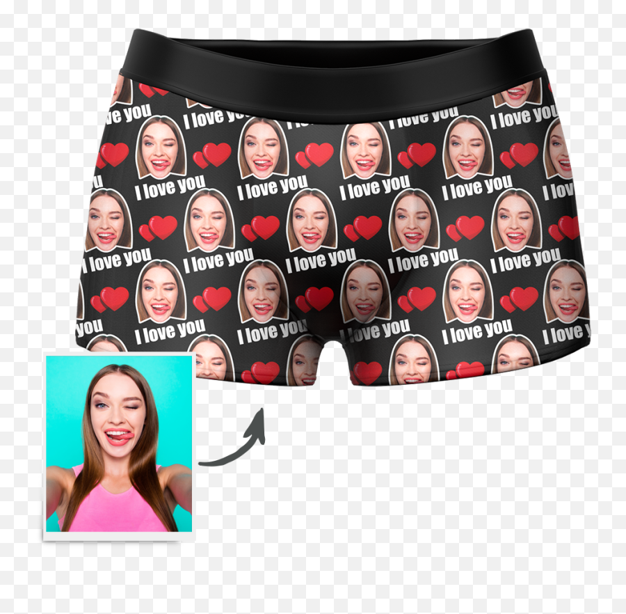 Custom Menu0027s Face Boxer Shorts - I Love You Boxershort Mit Bild Bedrucken Emoji,Girls Emoji Shorts
