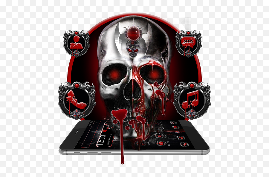 Black And White Horror Skull Theme For - Creepy Emoji,Guess The Emoji Skull Water Skull