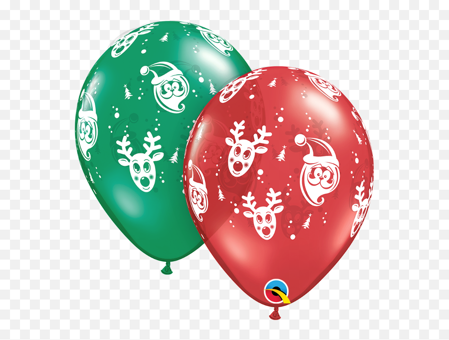 25 X 11u0027u0027 Santa U0026 Rudolph Qualatex Latex Balloons U2014 Edu0027s - Balloon Blue 21st Birthday Emoji,Emoji Birthday Decorations