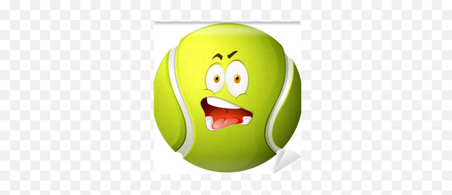 Tennis Ball With Silly Face Wall Mural Emoji,Tennis Ball Emoticon