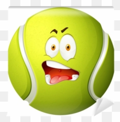 Tennis Ball With Silly Face Wall Mural Emoji,Tennis Ball Emoticon