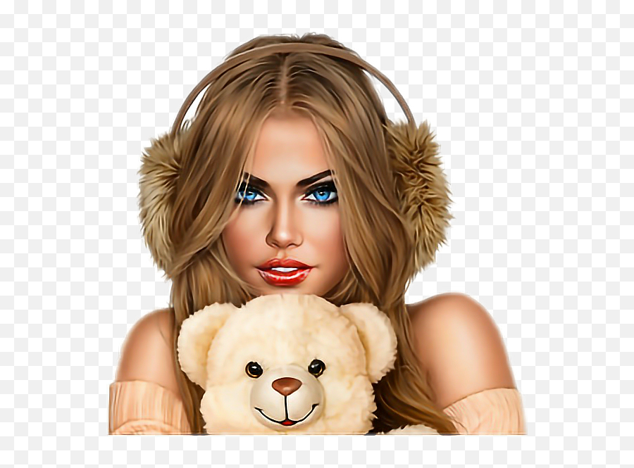 Woman Doll Teddy Teddybear Femme Sticker By Kayoss - Alex Prihodko Femme Classy Png Emoji,Emoji Earmuffs