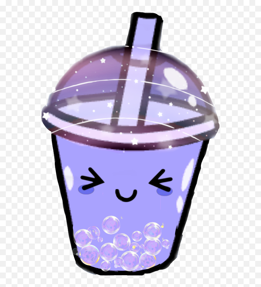 Boba Bubble Tea Purple Kawaii Drink Sticker By Sophia - Purple Bubble Tea Logo Emoji,Bubble Tea Emoji