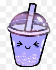 Boba Bubble Tea Purple Kawaii Drink Sticker By Sophia - Purple Bubble Tea Logo Emoji,Bubble Tea Emoji