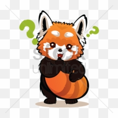 Cartoon Red Panda Confused Clipart - Cartoon Red Panda Standing Emoji,Red Panda Emoji
