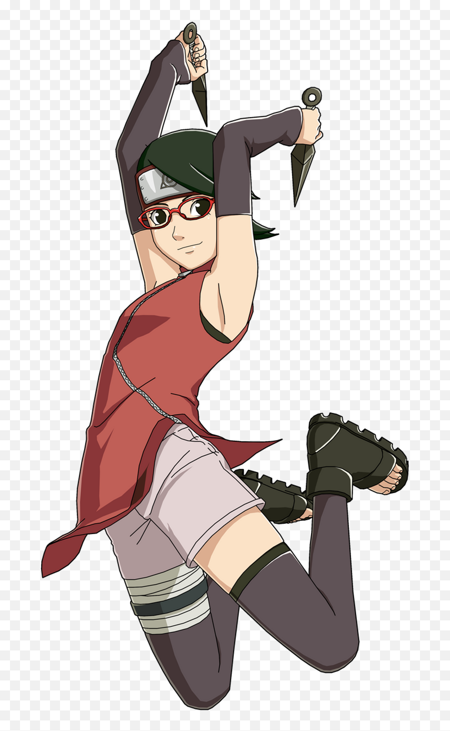 Sarada Jumps With Kunai Render Naruto Shippuden Ultimate Emoji,Kunai Emoji