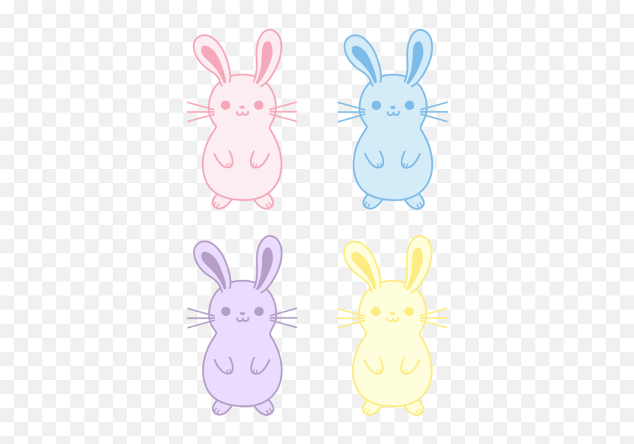 Set Of Four Cute Easter Bunnies - 4 Cute Bunnies Cartoon Emoji,Easter Bunny Emoticon Free