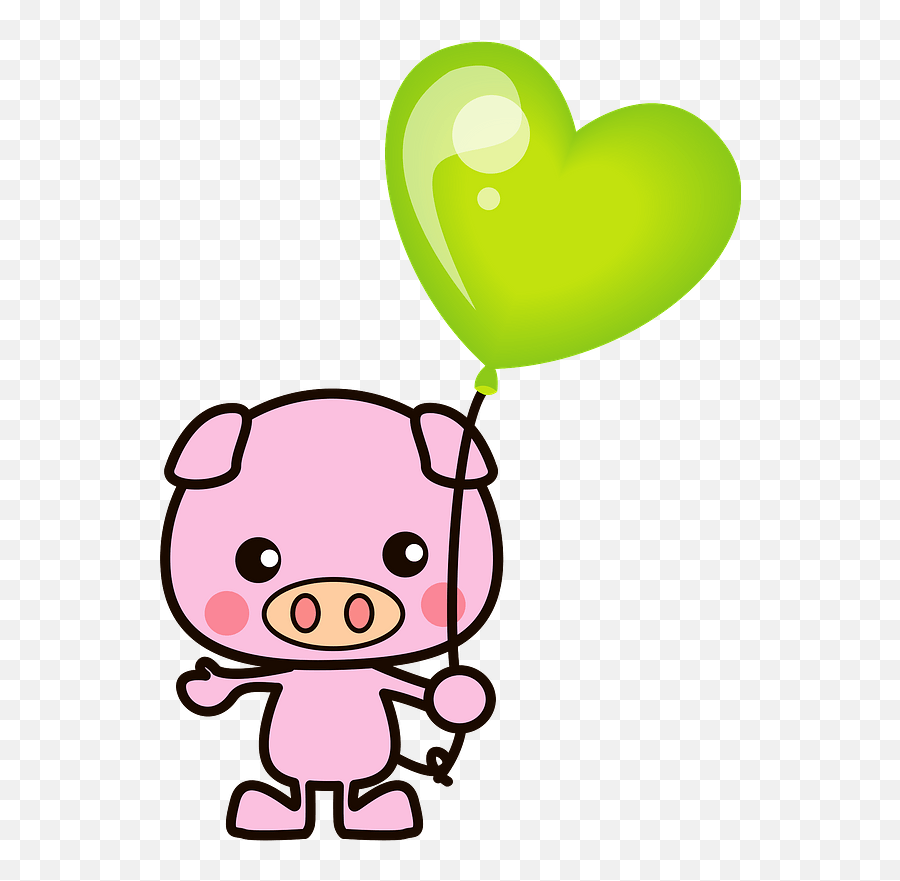 Pig With A Heart Balloon Clipart Free Download Transparent - Heart Balloon Gifs Transparent Emoji,Emoji Heart Balloons