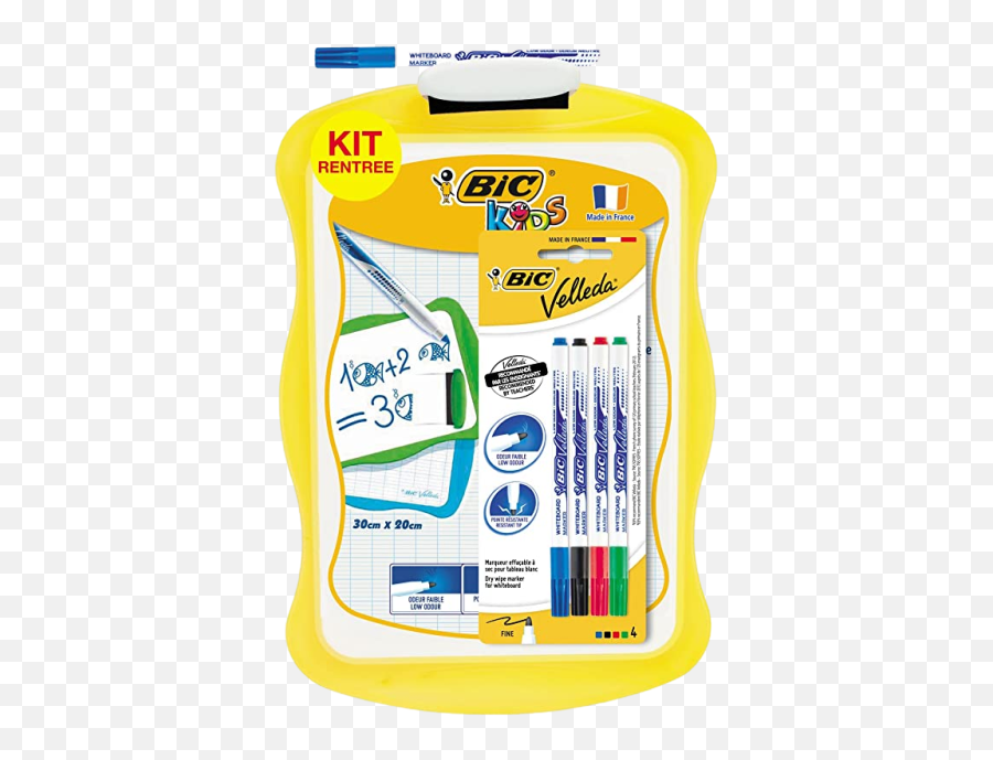 Bic 30cm X 20cm Velleda Kids Double Sided White Board With 5 Fine Markers Yellow - Bic Kids Emoji,Emoji Marker Kit