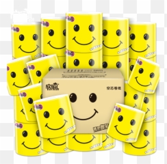 Toilet Paper Tissue Roll Toilet Paper - Happy Emoji,Emoticon In Bathroom