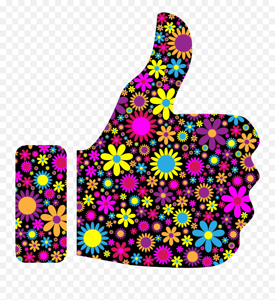 Download This Free Icons Png Design Of Floral Thumbs Up - Peace Sign Clipart Transparent Background Emoji,Thumbs Up Emoji Png