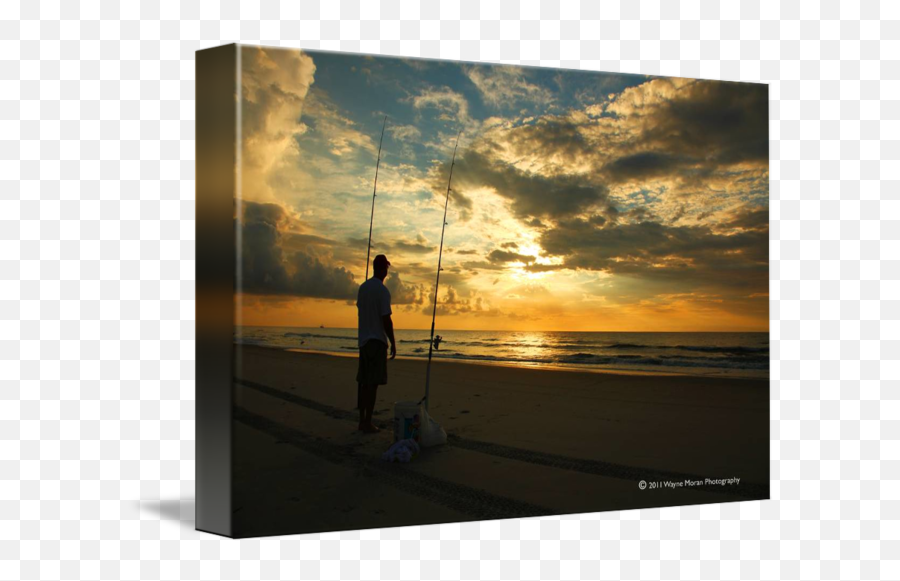 Fishing At Sunrise Carolina Beach By Wayne Moran - Horizon Emoji,Different Emotions At The Beach