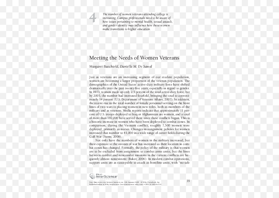 Pdf Meeting The Needs Of Women Veterans Margaret Emoji,Effects Of Chickering's Theory On Military Man Dealing With Managing Emotions