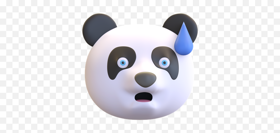 Panic Panda 3d Illustrations Designs Images Vectors Hd Emoji,Helpless Face Emoji