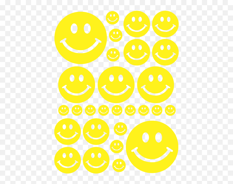 Smiley Face Wall Decals In Yellow - Happy Emoji,Hummingbird Emoticon