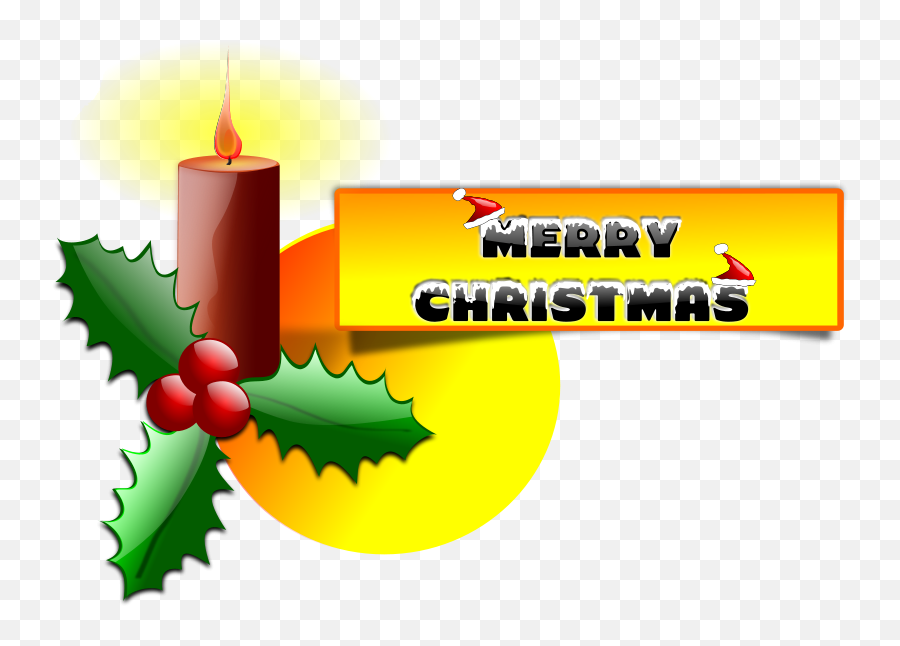 Free Clip Art Christmas L3 By Inky2010 - Christmas Candle With Holly Emoji,Merry Christmas Emoticons Free