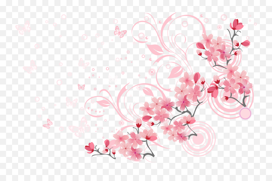 Cherry Blossom Euclidean Vector - Beautiful Cherry Blossoms Sakura Flowers Vector Png Emoji,Cherry Tree Emoticon