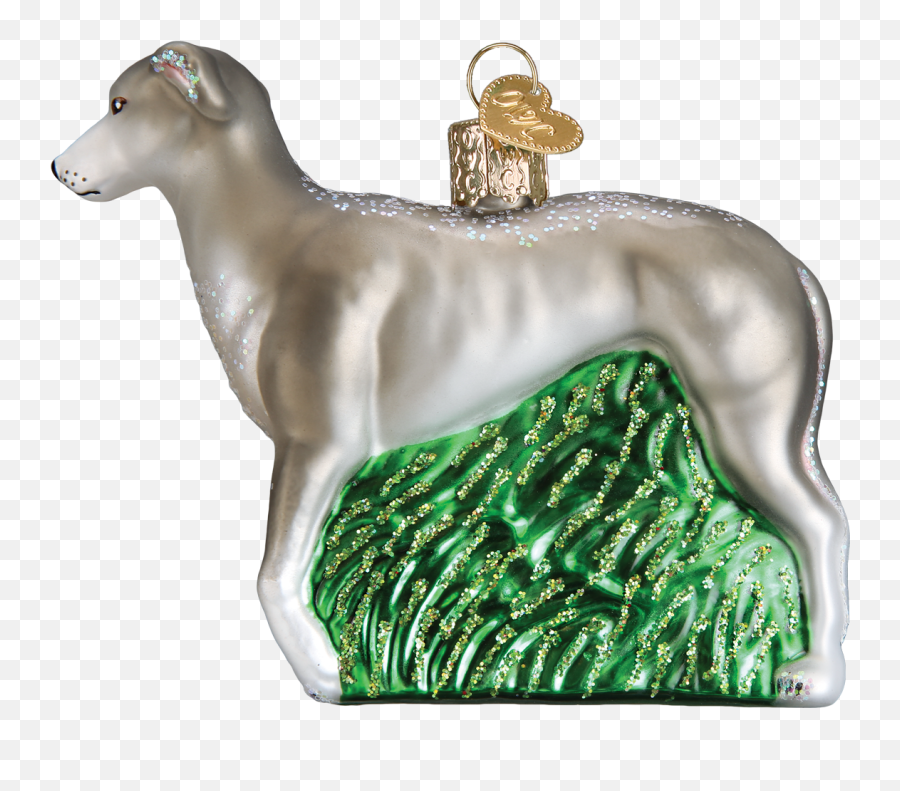 Old Word Christmas Greyhound Glass Ornament Putti - Animal Figure Emoji,Dog Emoji Pillows