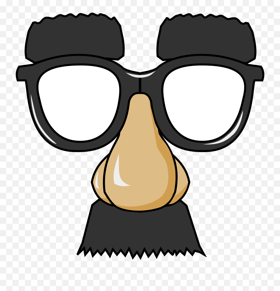 Funny Glasses With Eyebrows Nose And Mustache Clipart - Big Nose Glasses Mask Emoji,Mustache Emoji