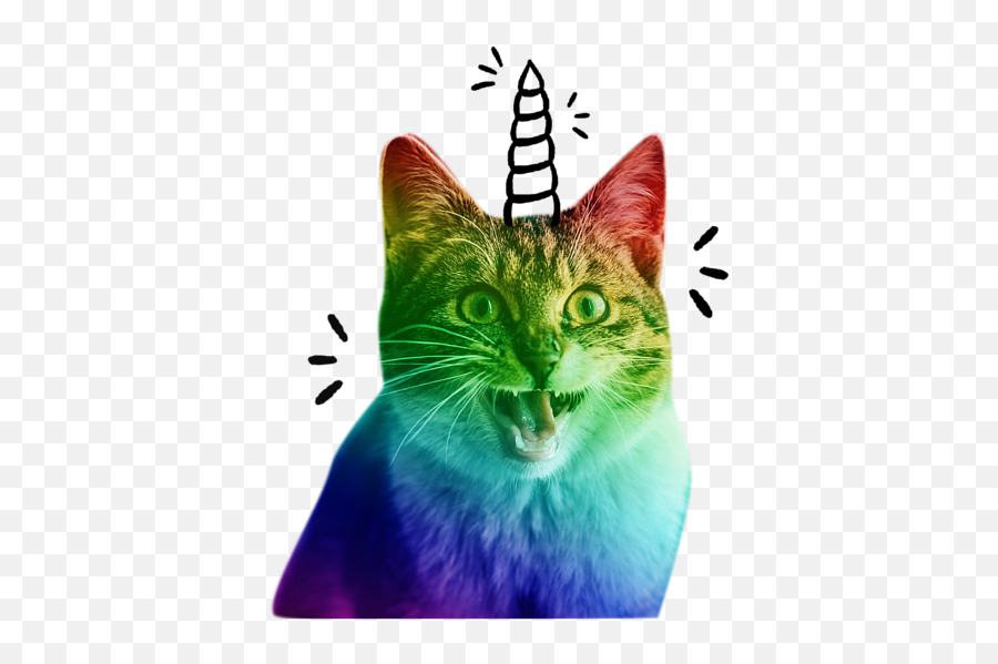Funny Trippy Psychedelic Angry Unicorn - Hippie Cat Emoji,What Emotion Is On This Cats Fae Meme