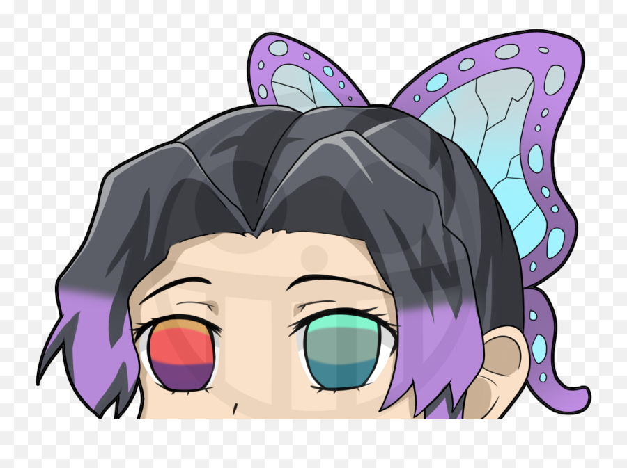 Shinobu Kawaii Purple Butterfly Peeker - Fictional Character Emoji,Kawaii Emoticons Wind