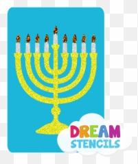Star Of David Stencil - Menorah Emoji,Hanukkah Menorah Emoji