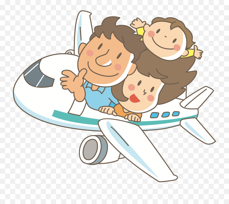 Download Big Family Clipart Png - Family In Airplane Clipart Travel With Airplane Clipart Emoji,Airplane Emoji Transparent
