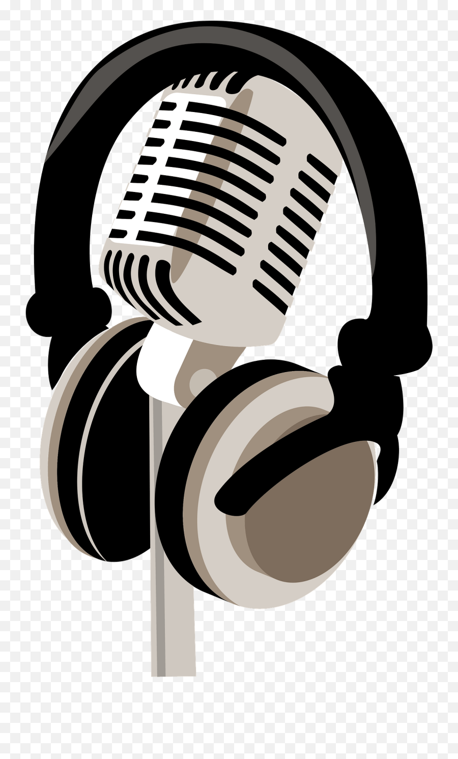 Old Fashioned Microphone And Headphones - Microphone And Headphone Clipart Emoji,Emoji Wearing Headphones