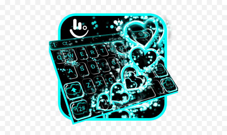 Sparkling Cyan Heart Keyboard Theme Apk - Girly Emoji,Cyan Heart Emoji