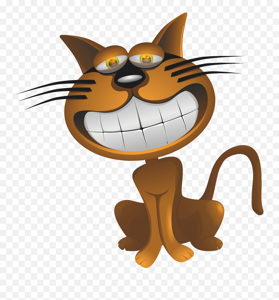 Orange Cat Grinning And Showing All Teeth Clipart Free - Cartoon Animal With Big Teeth Emoji,Emoji Showing Teeth