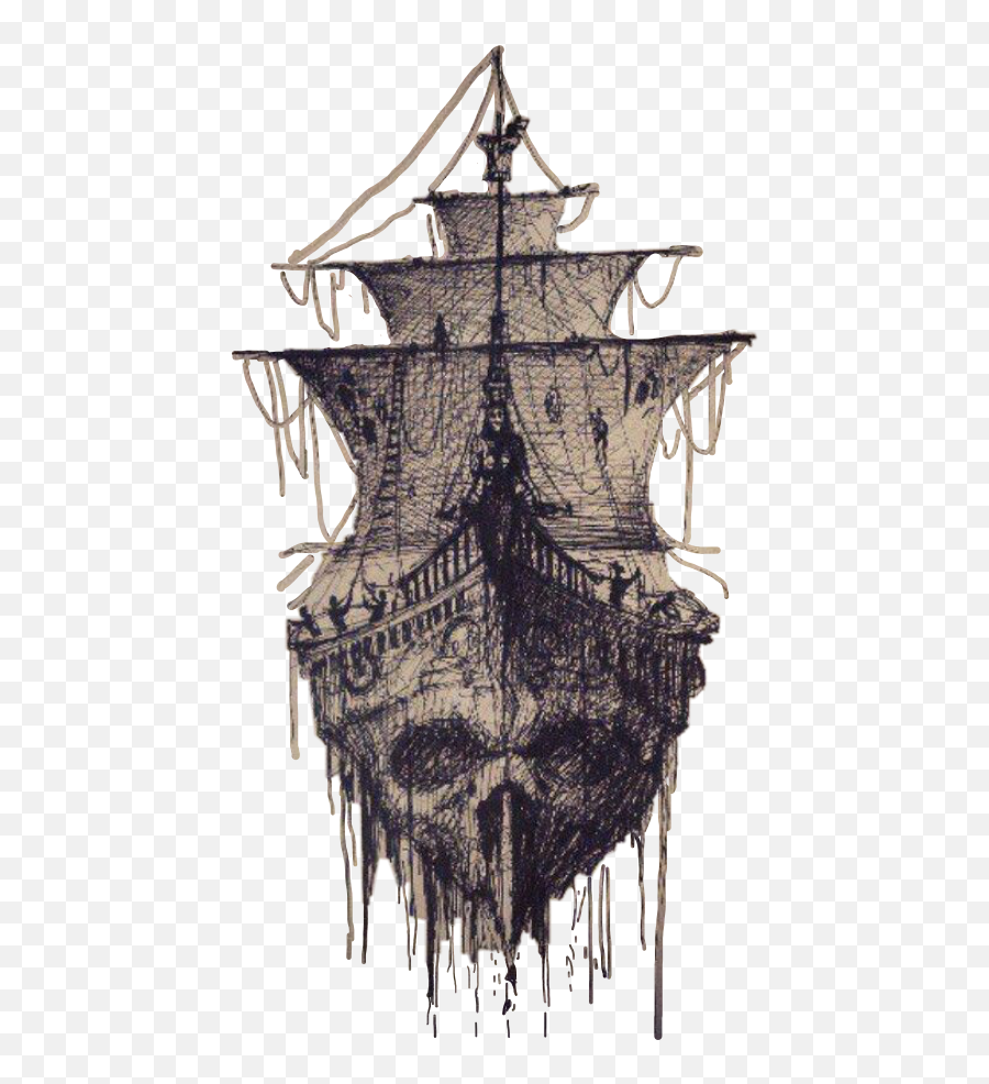 Pirate Ship Cool Scary Sticker - Pirate Drawing Ghost Ship Emoji,Pirate Ship Emojis
