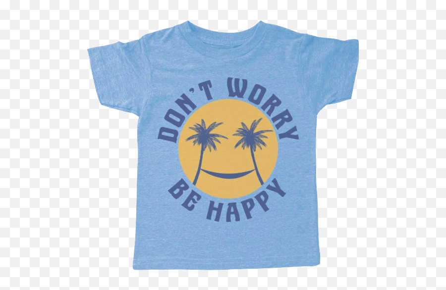 Tiny Whales - Donu0027t Worry Be Happy Tee In Triblue Short Sleeve Emoji,Emoticon Why Worry