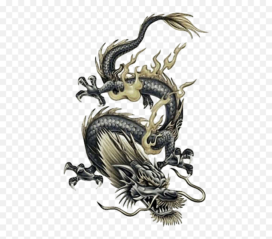 Download Tattoo Japanese Chinese Dragon - Stencil Dragon Tattoo Emoji,Japanese Emoticon Dragon