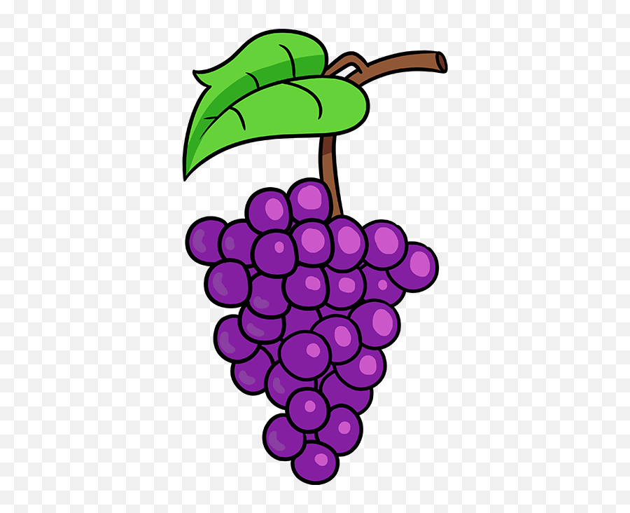 How To Draw Grapes - Really Easy Drawing Tutorial Purple Colour Day For Kids Emoji,Facebook Emoticons Grapes