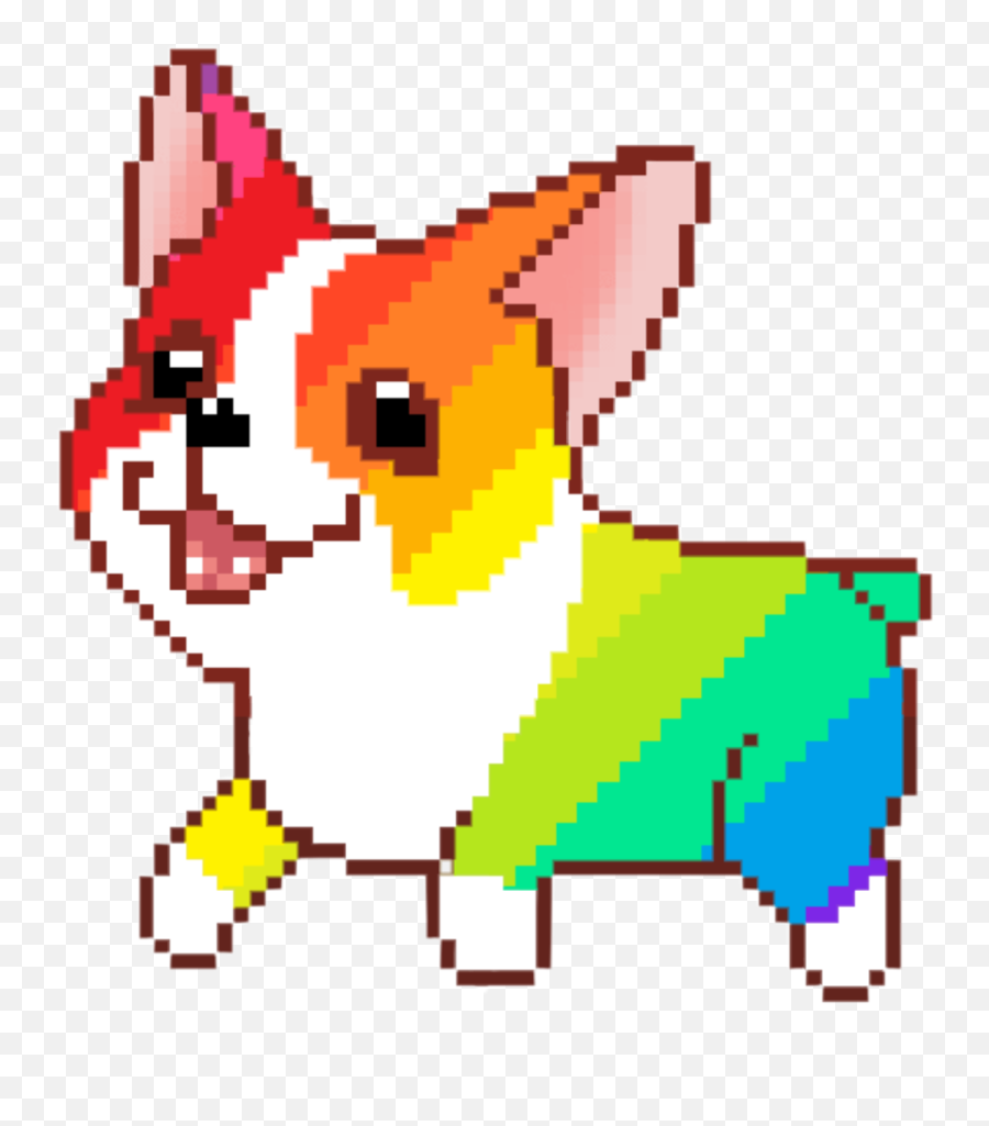 Corgi Pixel Rainbow Kawaii Sticker - Party Corgi Emoji,Pixel Fox Emojis