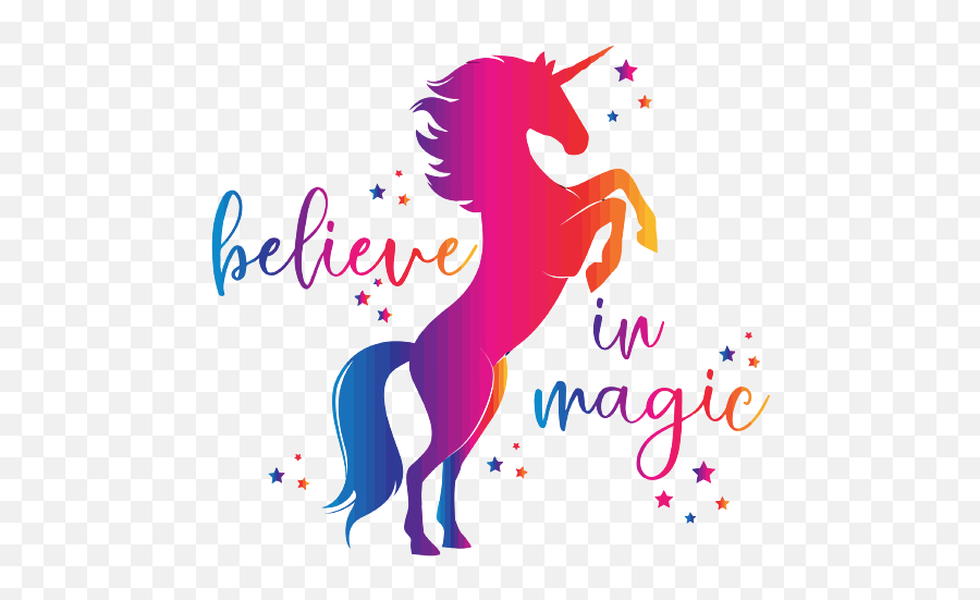 Unicorn Rainbow Ombre Positive Saying Believe In Magic Women - Swisstech Unicorn Emoji,Mustang Pony Emoticon