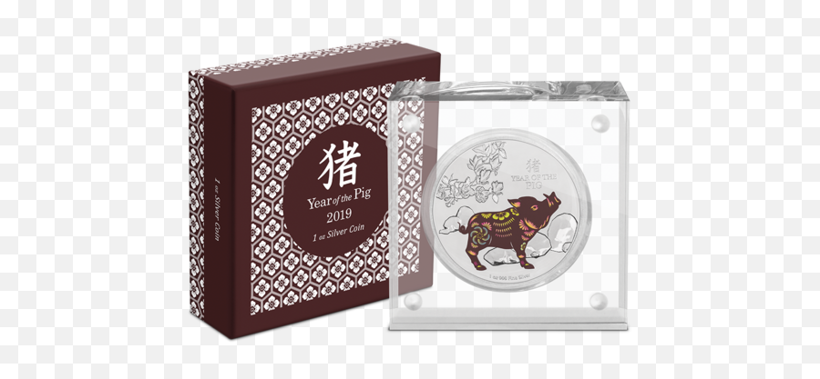 The Pig 2019 1oz Silver Coin - Pack Animal Emoji,Emoji Lunar New Year Golden Pig