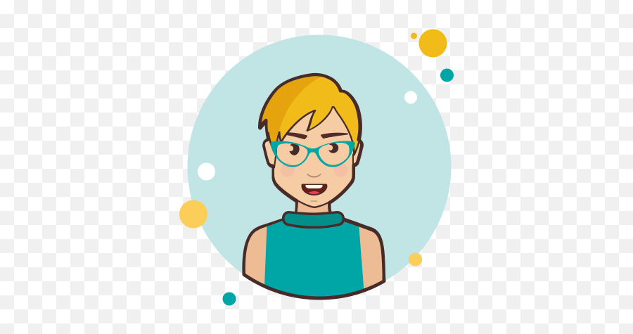 Rubia Pelo Corto Señora Con Azul - Emoji Chica Rubia Pelo Corto,Imagenes De Emoticon Con Lentes