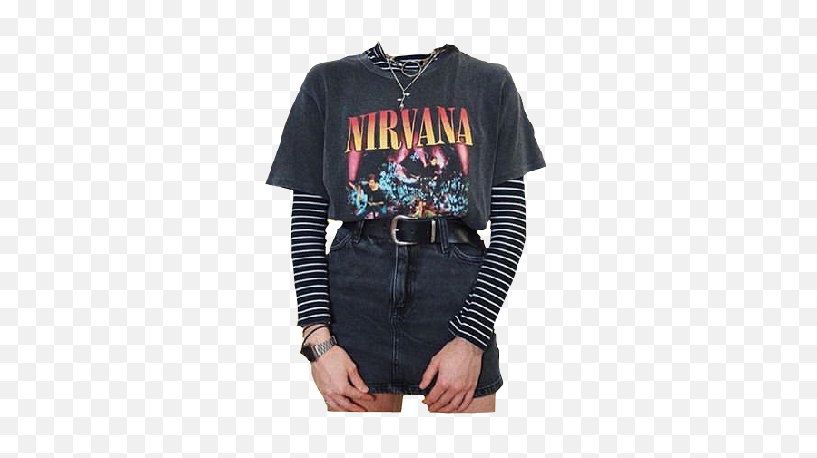 Outfit Grunge Grungeaesthetic Sticker By Kayes - Nirvana Alt Outfits Emoji,Emoji Crop Top And Skirt