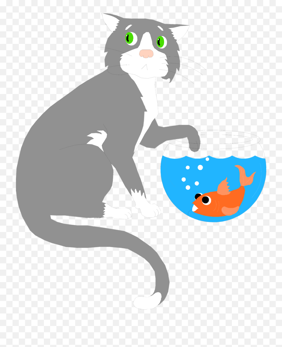 Shark Bowl Cliparts - Cat Fish Bowl Clipart Png Download Emoji,Cat Eating Fish Emoticon Animated Gif